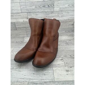 Born Brown Leather‎ Ankle Boots Womens 9.5 M/W Casual Western Heel Comfort Shoes